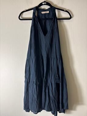American Threads Deep Blue Tiered Boho Dress Sz S